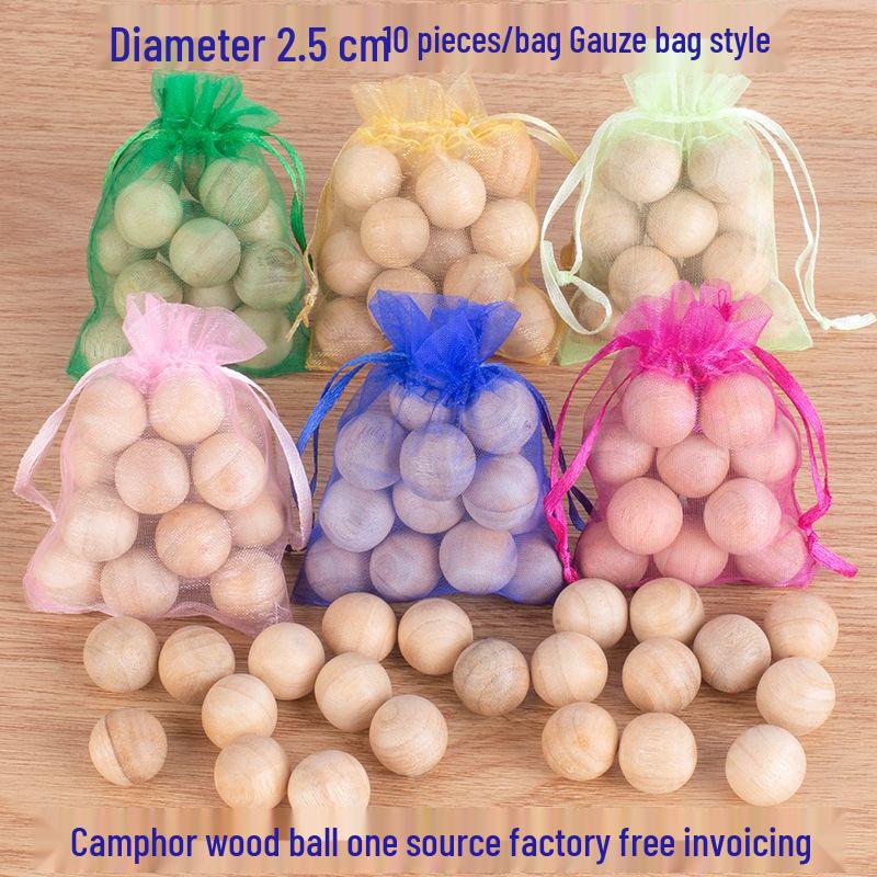 Camphor Wood Beads 2.5cm: Wardrobe Anti-Mold, Insect Repellent, Moisture-Proof, Natural Mothball Alternative