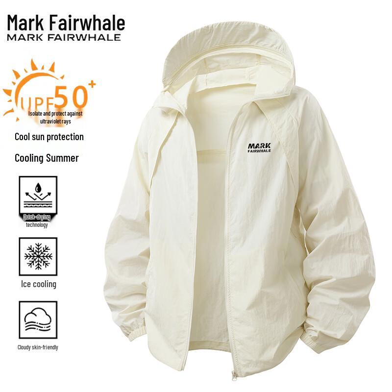 MARK FAIRWHALE Men s Hooded UV Protection Sun Jacket 2XL грязно-белый