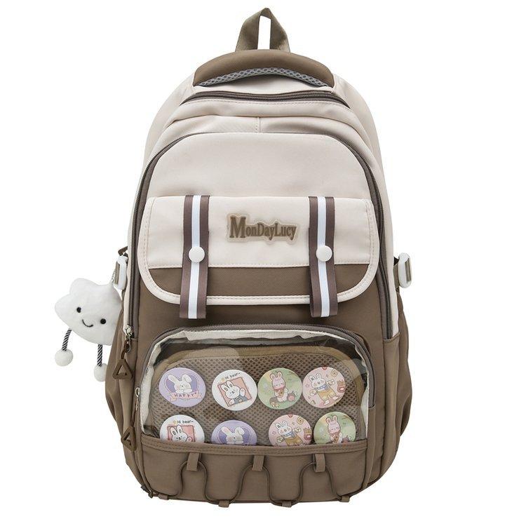 

Цветной школьный рюкзак для студента, женский, большой емкости хаки