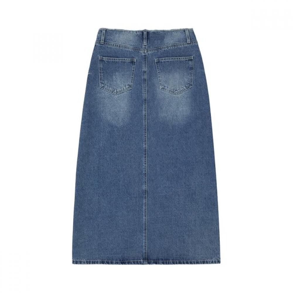 Cutoff Waist Washing Slit Skirt As1ds261