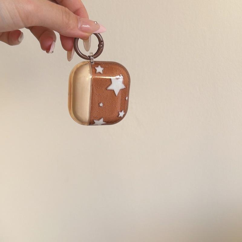 ins transparent brown and white ink splashing stars are suitable for Apple AirPods 1st generation protective case Pro1 Bluetooth headset pro1.