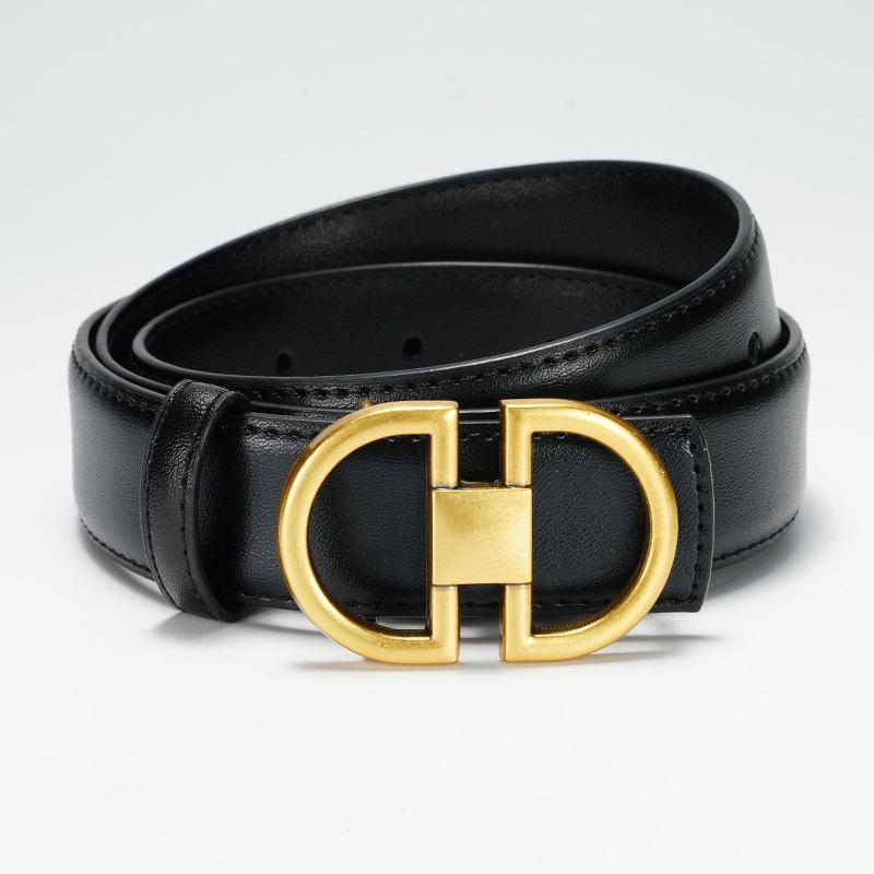 Women's Belt Dress Smooth Buckle Women's Belt Women's Decorative Trousers Versatile Thin Belt Skirt Strap