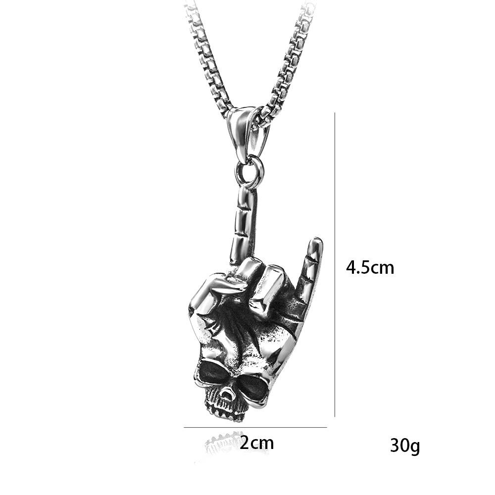 Punk Metal Rock Love You Gesture Men'S Pendant Necklace 60Cm