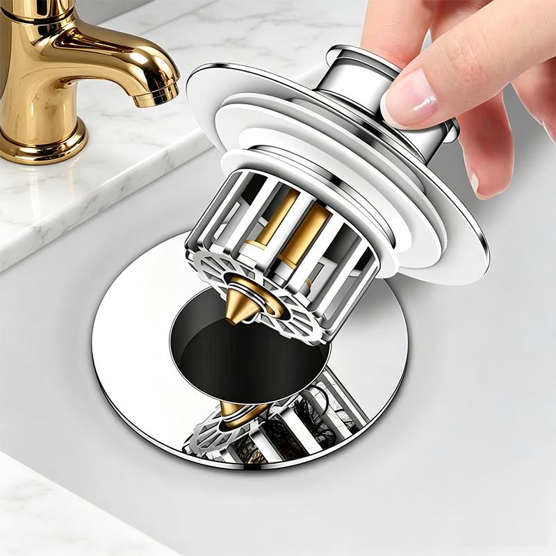 Modern Brass Basin Drain Pop-Up Core Washbasin Leak Stopper Filter Plug Anti-Corrosion Lightweight Easy Installation (Silver,Brass) серебряный