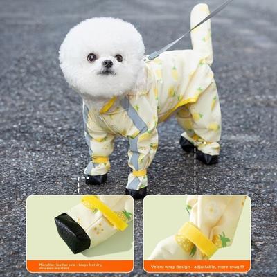 Waterproof Dog Hooded Raincoat Windproof Reflective Four Leg Raincoat Adjustable Removable Tail Cover Dog Rain Cloak Corgi