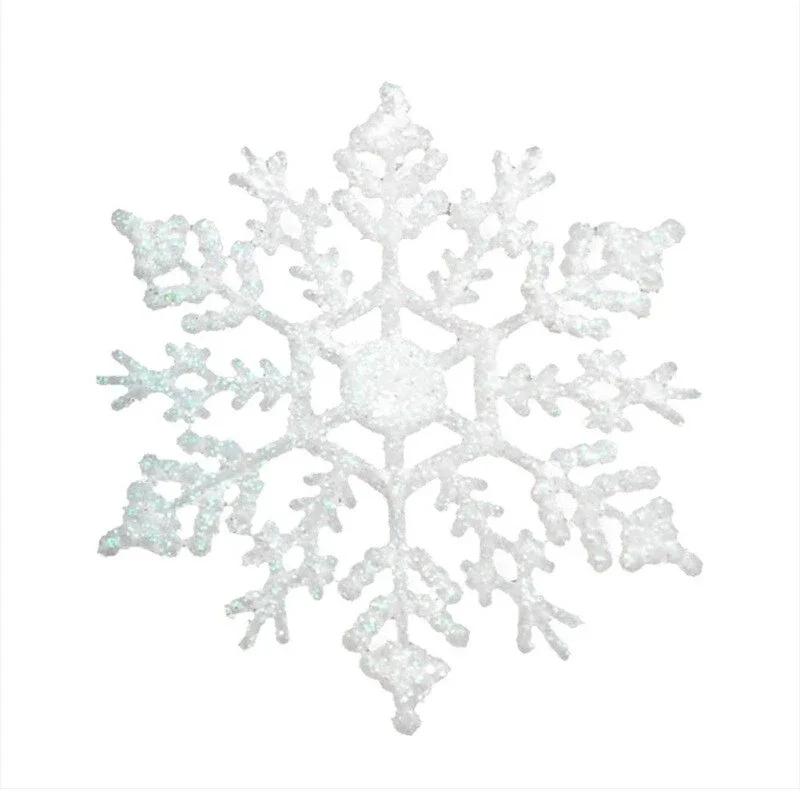 12 Stück 10cm Goldpulver Kunststoff Schneeflocken Partyzubehör Winter Dekor Ornamente Weihnachtsbaumdekorationen für Zuhause Schnee