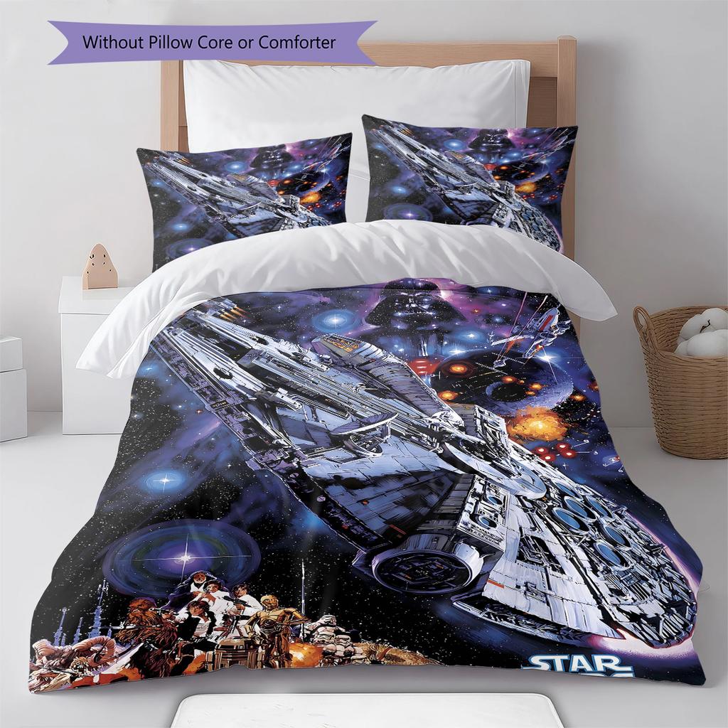 Set cu cuvertură și fețe de pernă cu model Space Opera Decorațiune pentru casă Cadou (1 * husă de pilotă + 2 * fețe de pernă, fără miez)