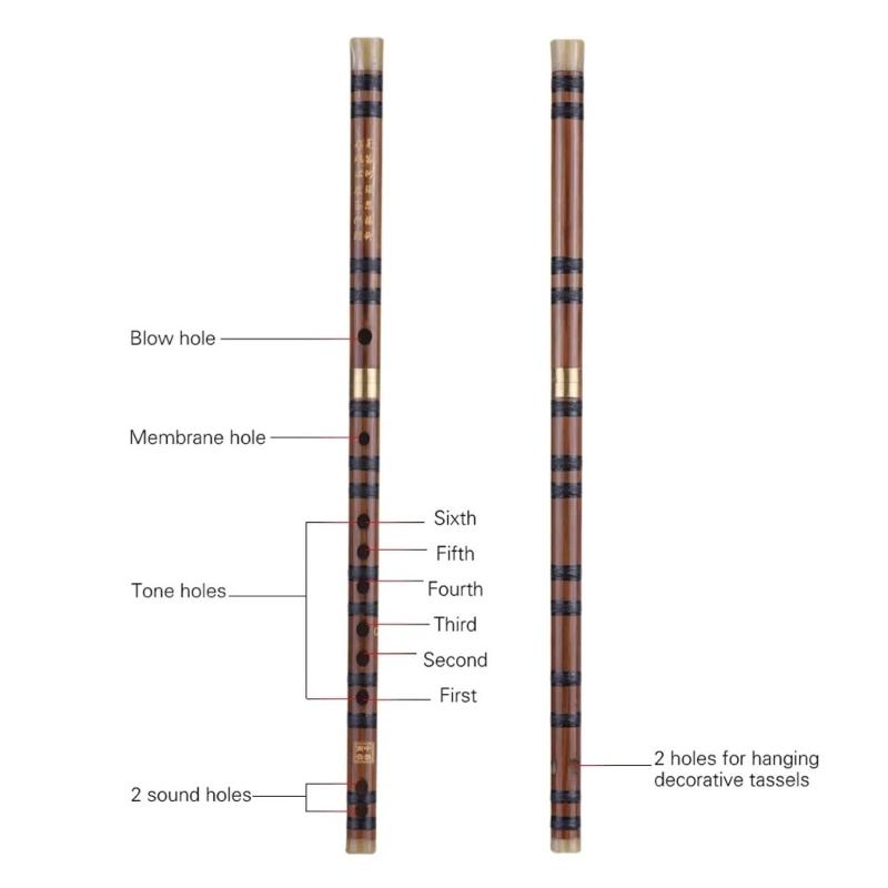 Bambusflöte Musikinstrumente Tragbare Holzflöte Chinesische Flöte Musikinstrument Geschenk Flöte für Kinder Erwachsene