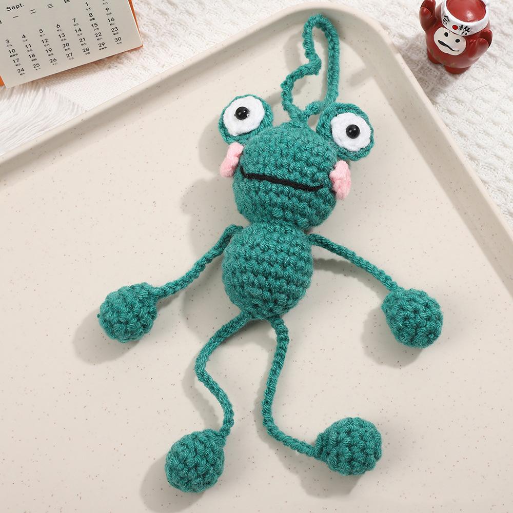 Cartoon Handmade Crochet Duck Frog Dolls Creative Knitted Design Wool Yarn Long Legs Fun Gift for Stress Relief Home Room Decor