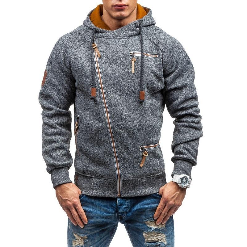 Men S Casual Loose Side Zipper Hooded Fleece Long Sleeve Solid Sweatshirt