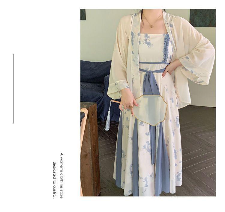 Set di Abiti Hanfu Estivi Eleganti Retrò Taglie Forti per Donne