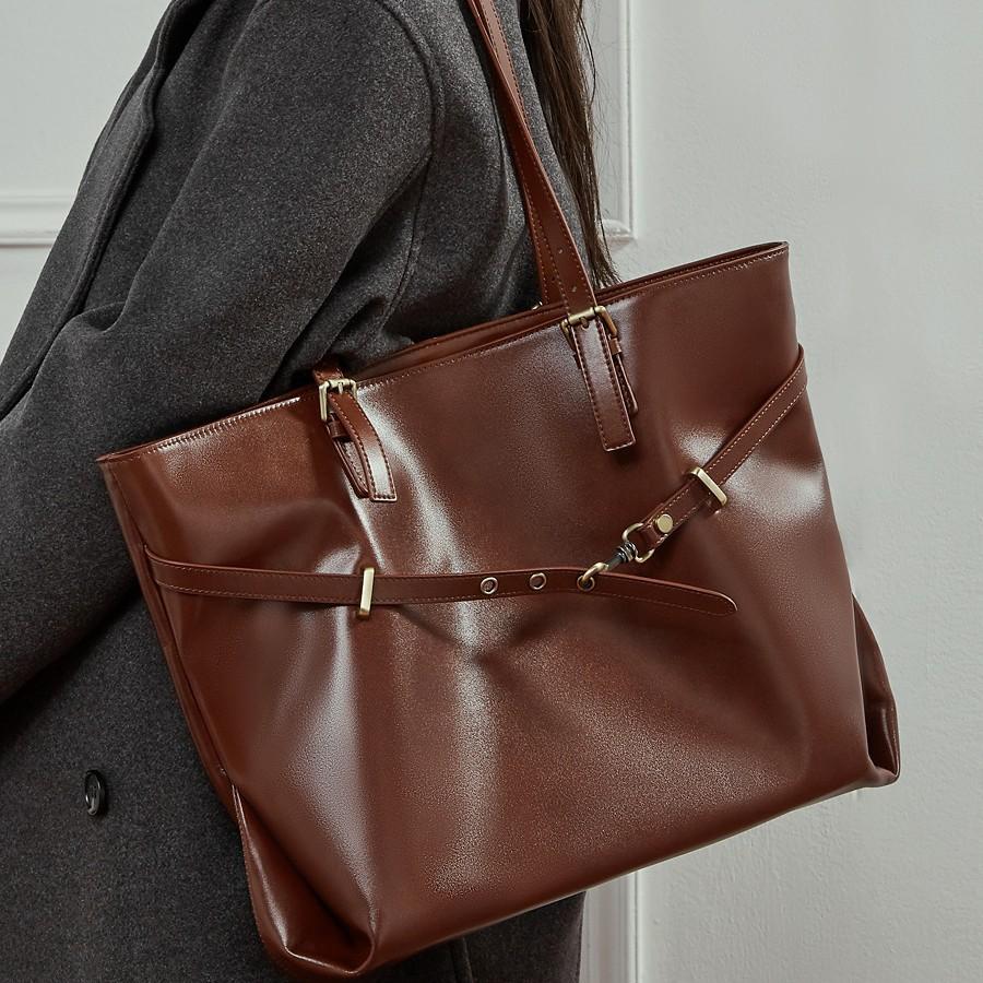 First Layer Vegetable Tanned Leather Large Capacity Tote Bag Casual Versatile Underarm Bag Texture Foreign Style Shoulder Bag Tide