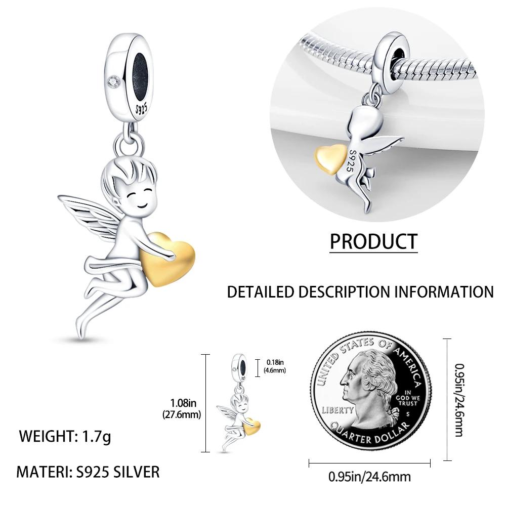 Copperangel Series Guardian Angel Cross Safety Chain Charms Beads For Women Diy Original Bracelet Necklace Jewelry Gift