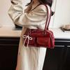 Vintage Women Business Shoulder Bags Simple Ladies Commute Tote Bag Pu Leather Female Underarm Bag Burgundy Large Handbags Purse