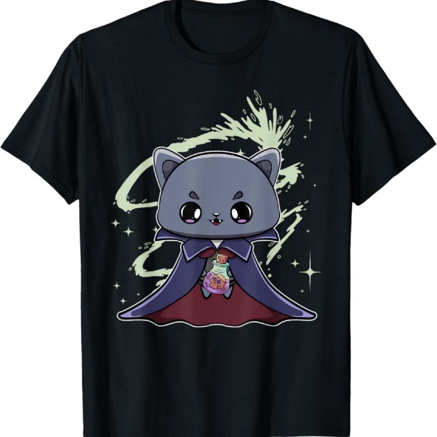 

Black Cat Vampire Dracula And Magic Potion For Halloween T-Shirt XXXXXL чёрный