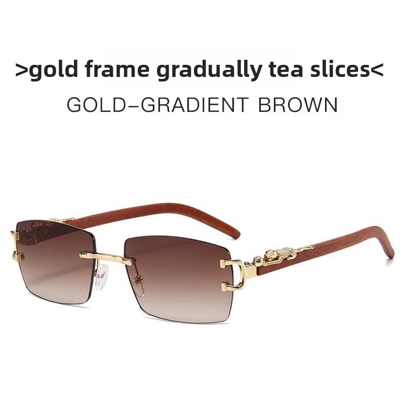 Leopard Print Unisex Frameless Sunglasses With Uv400 Protection For Travel And Fashion