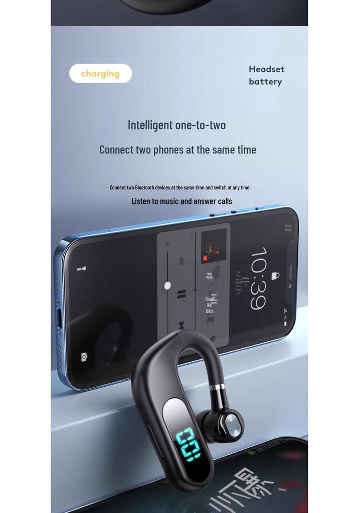 Wireless Single Ear Bluetooth Earphone with Long Battery Life for Drivers and Riders
