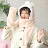 Winter Cute Rabbit Ears Decoration Plush Neck Ear Protection Warm Hat Scarf with Gloves Three-in-one Set
