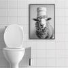 Zábavná koupelna Černá Bílá Zvíře Mýval Tygr Nosorožec Toaletní papír na hlavě plakáty tisk nástěnná malba koupelna domácí dekorace