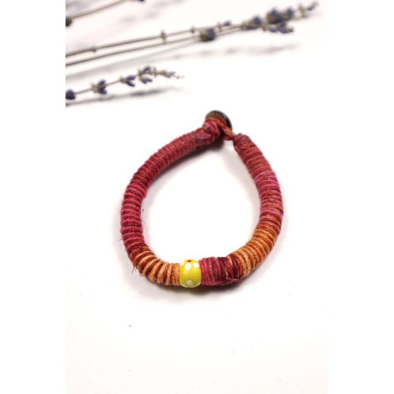 

Браслет в стиле бохо для мужчин и женщин, ручной работы, из пеньки, дышащий, впитывающий пот, экологичный, декоративный Pink yellow beads