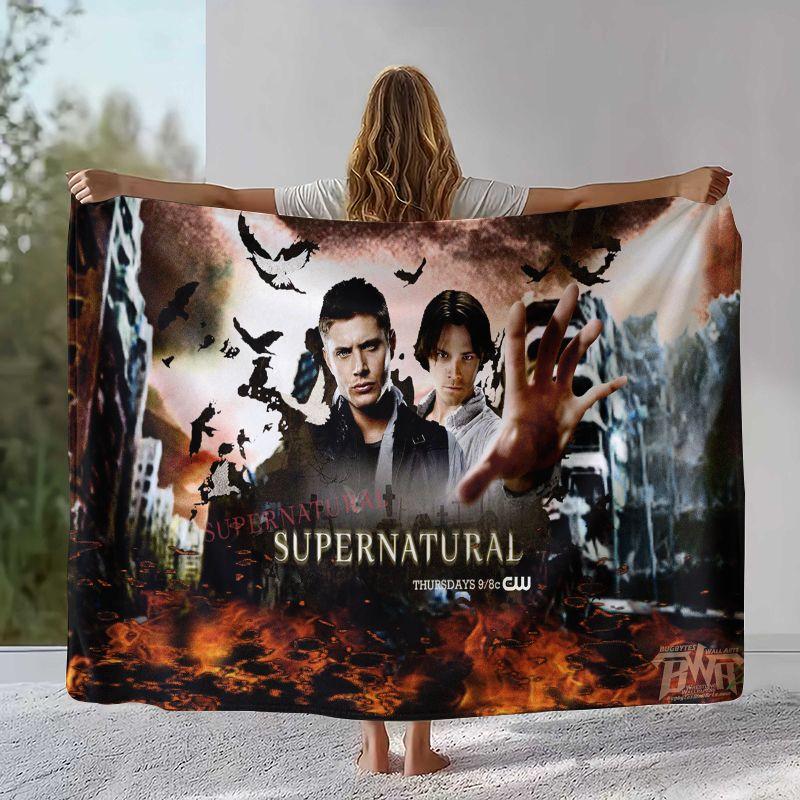 SPN Supernatural Dean Sam TV Flannel Blanket,Ultra Soft Warm Plush Throw for Home Bedroom Bed Sofa Cover Office Camping Picnic