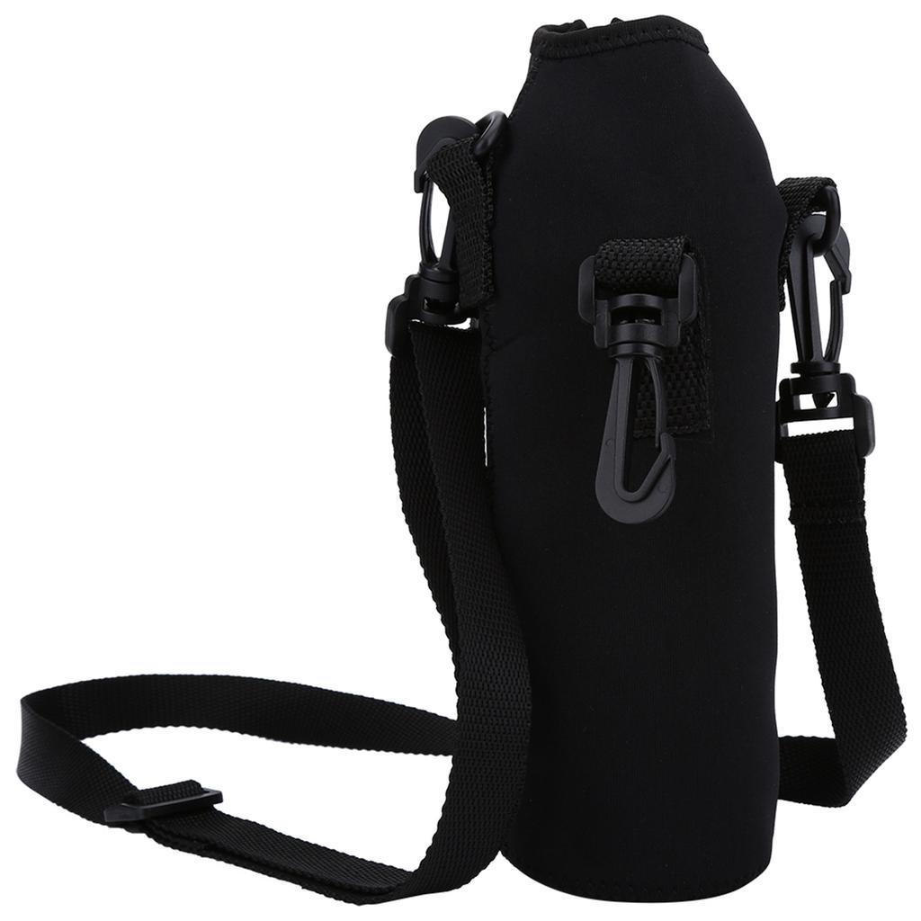 Outdoor Sports Water Bottle 1L Thermal Holder Case Cover with Strap (Black)