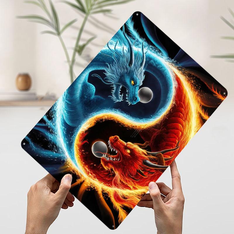 

Dragon Yin Yang Poster Customized Wall Art Vintage Metal Signs Retro Tin Plaque for Man Cave House Decor Garage Decoration Room 7.9x11.8In(20x30cm)
