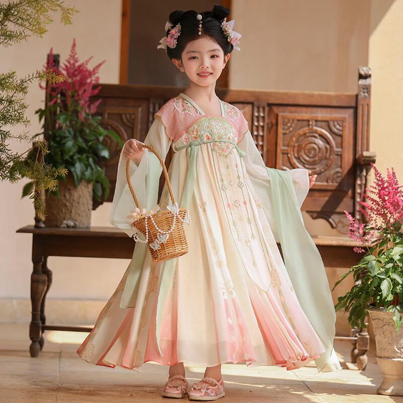 Anneyol Girls' Pink Hanfu Summer Princess Dress