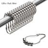 12pcs/set Stainless Steel Curtain Hooks Bath Curtain Rollerball Shower Curtain Rings Hooks 5 Rollers Polished Satin Nickel Ball