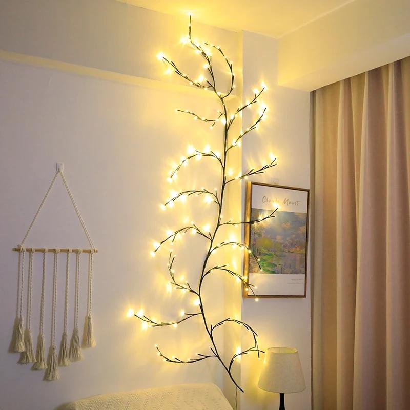 1pc Willow Vine Lights Room Decoration Flexible Magic Fairy Lights With 96/144LEDS for Christmas Decor