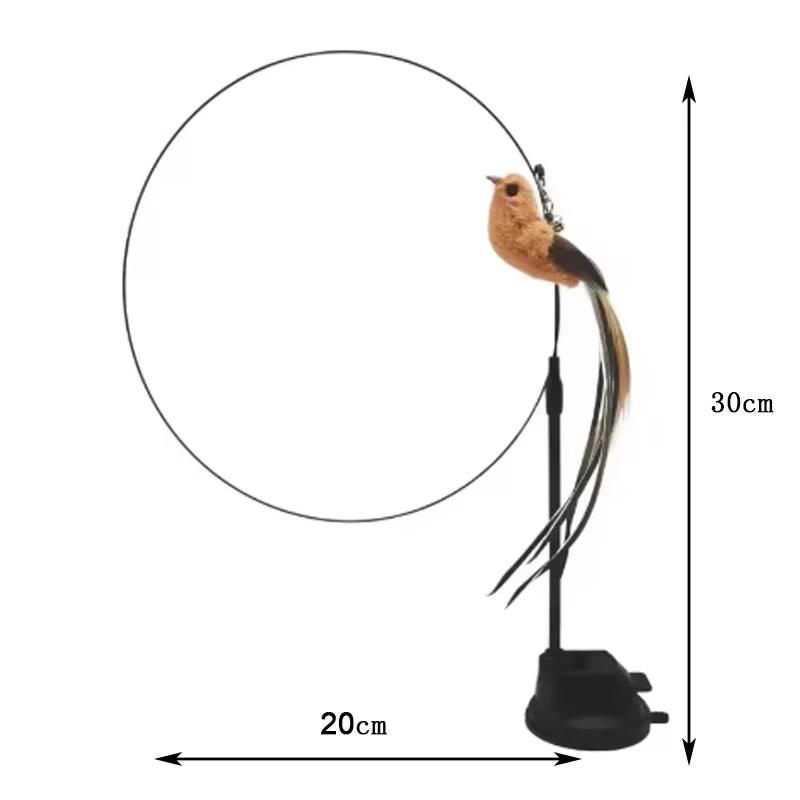Interactive Bird Cat Feather Toy Suction Cup Teasing Cat Stick With Bell Kitten Toy Refill Replacement Bite Cat Chew Toy