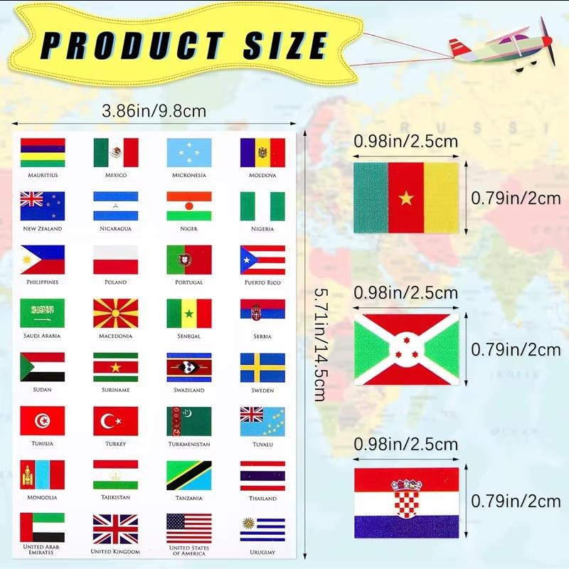 Adesivi Bandiere del Mondo 192 Paesi Autoadesivi Etichette da Viaggio per Paesi del Mondo Adesivi per Viso per Diario Festa 6 Fogli