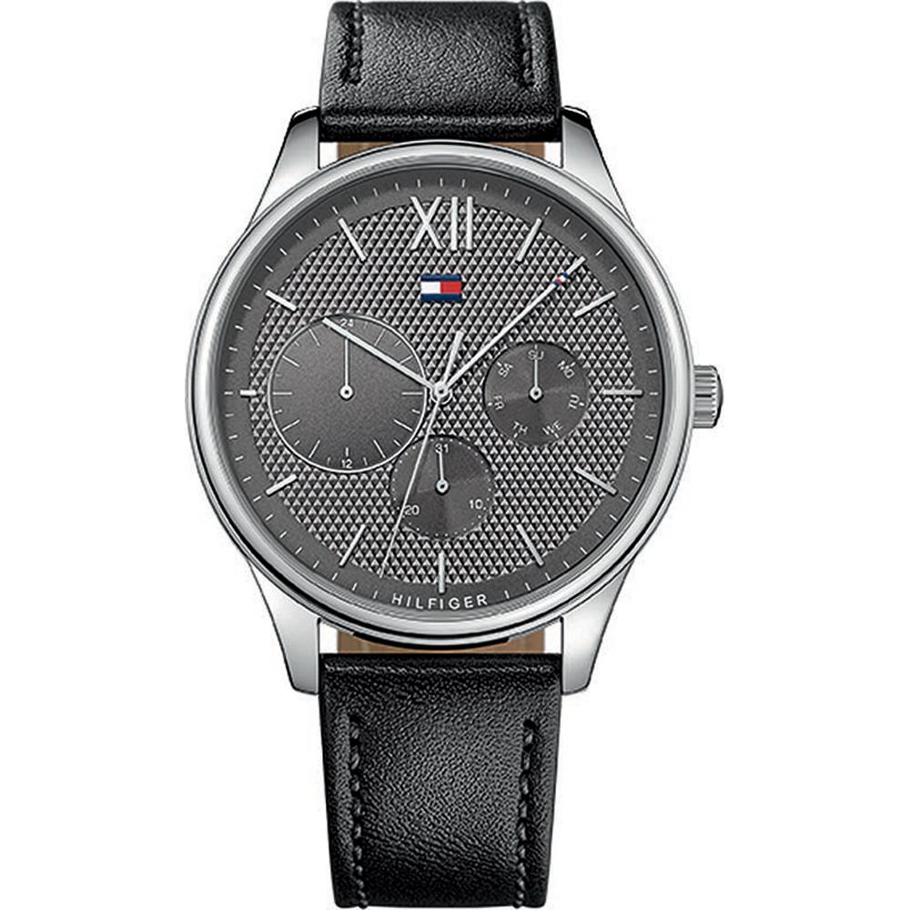 Tommy Hilfiger Damon Grey Dial Black Leather Men s Quartz Watch 1791417 серый