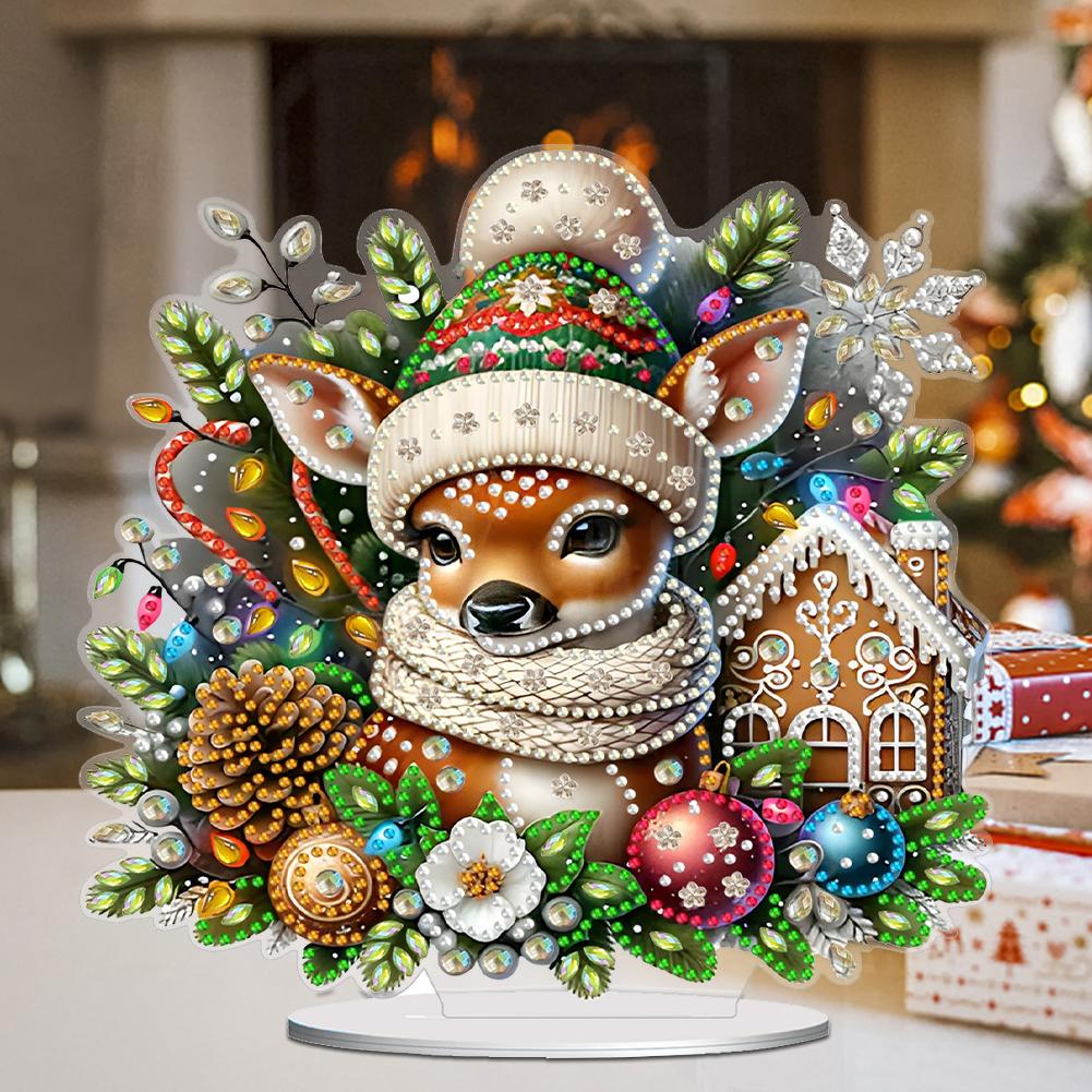 Acryl Weihnachts Lebkuchenmann Tischplatte Diamantmalerei Ornament Kits Diamantmalerei Desktop Dekorationen Schlafzimmer Tischdeko