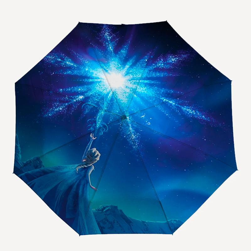 Elsa, Gefroren-Themen-Regenschirm, automatisch öffnend und schließend, faltbar, verstärkte 8 Rippen, kompaktes Reise-Design, modischer Regenschirm, V