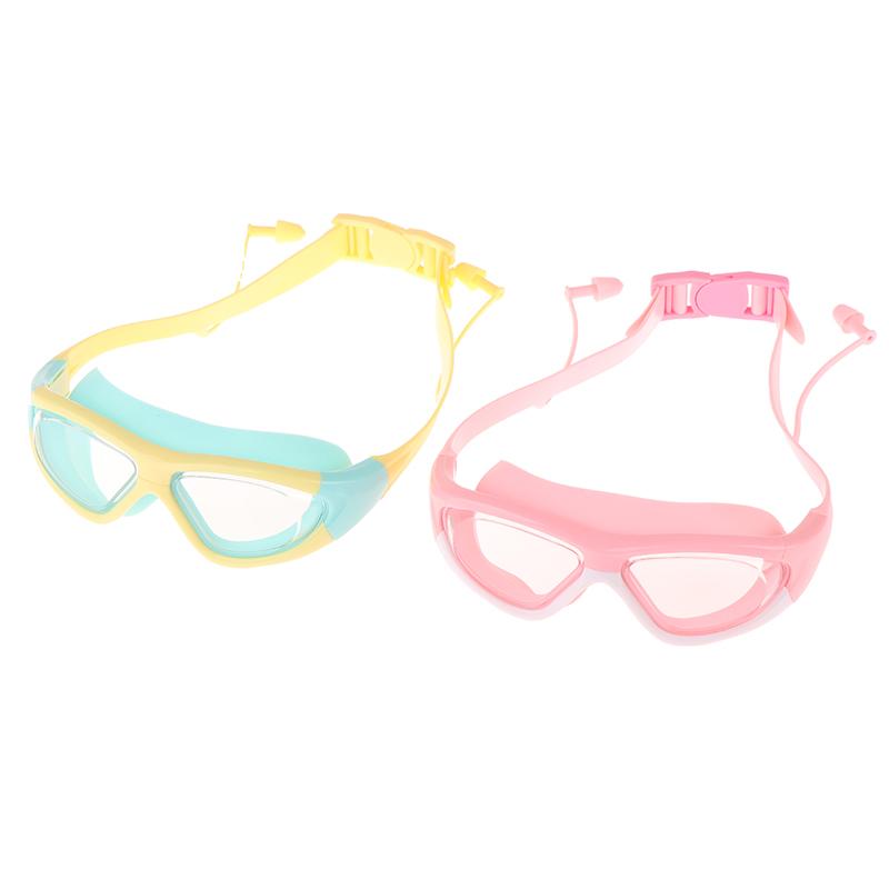 Profesjonelle Svømmebriller Barn Svømmebriller Med Ørepropper Anti-dugg UV Silikon Vanntett Svømmeutstyr For Barn