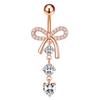 Stainless Steel Pink Dot Drill Navel Ring Nail Butterfly Zircon Simple Navel Buckle Piercing Ornament