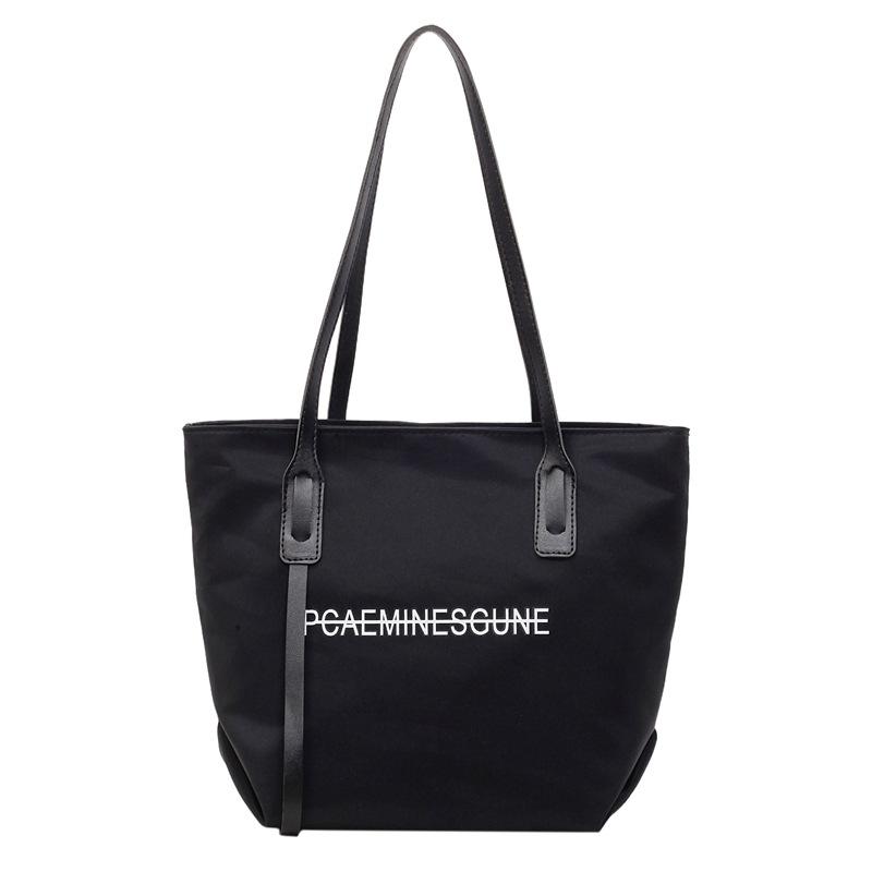 Casual canvas big bag new trendy fashion large capacity shoulder bag versatile student tote bag чёрный