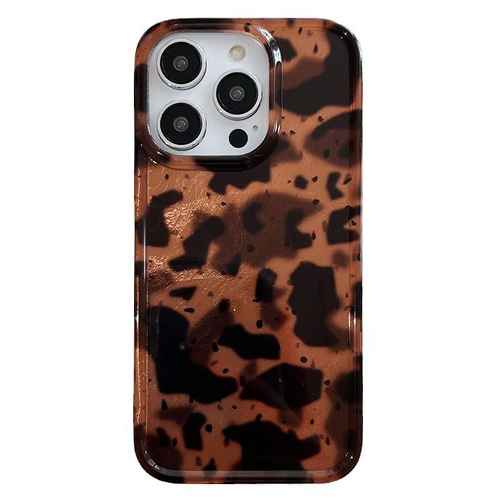For iPhone 15 Pro Max Case Amber Leopard Print TPU Phone Cover