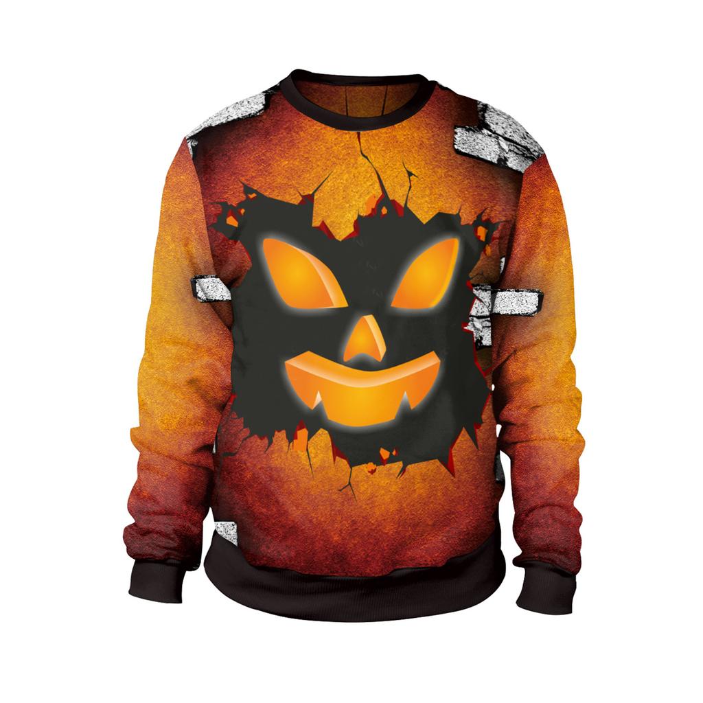 Hot-selling Halloween Series Digital Printing Loose Couple Long-sleeved Crew Neck Sweater