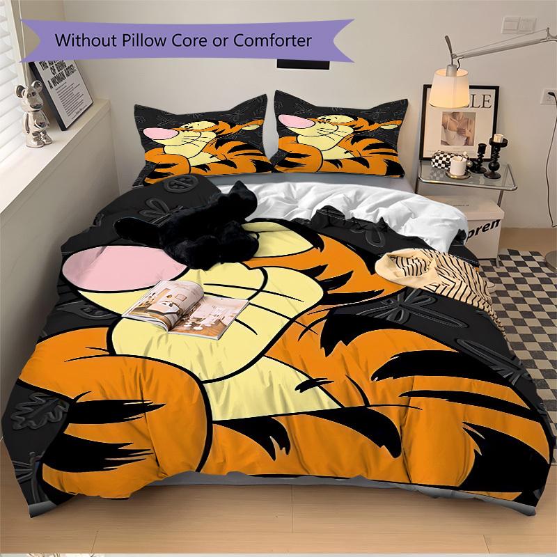 3pcs set Tigger1pc of quilt cover+2pcs of pillowcase, no core, print bedding, All Seasons Bedroom Setting046