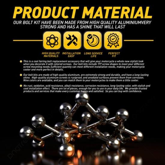 Gold Motorcycle Complete Fairing Bolt Kit Body Screw Replacement Accessories