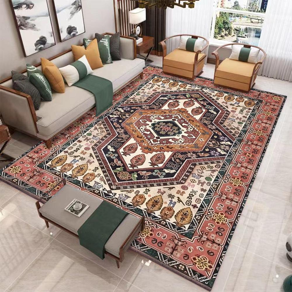 Traditional Turkish Area Rug, Medallion Carpet Bohemian Living Room Rug, Vintage Style Floor Decor, Washable Rug, Non Slip Rug