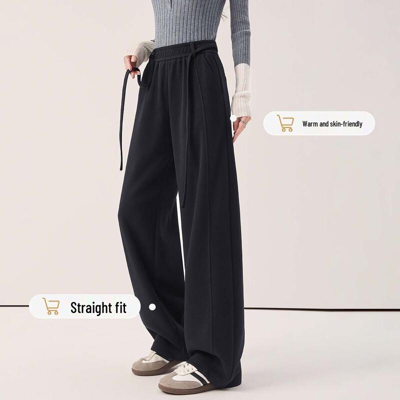 Women's Fleece-Lined Wide-Leg Casual Pants