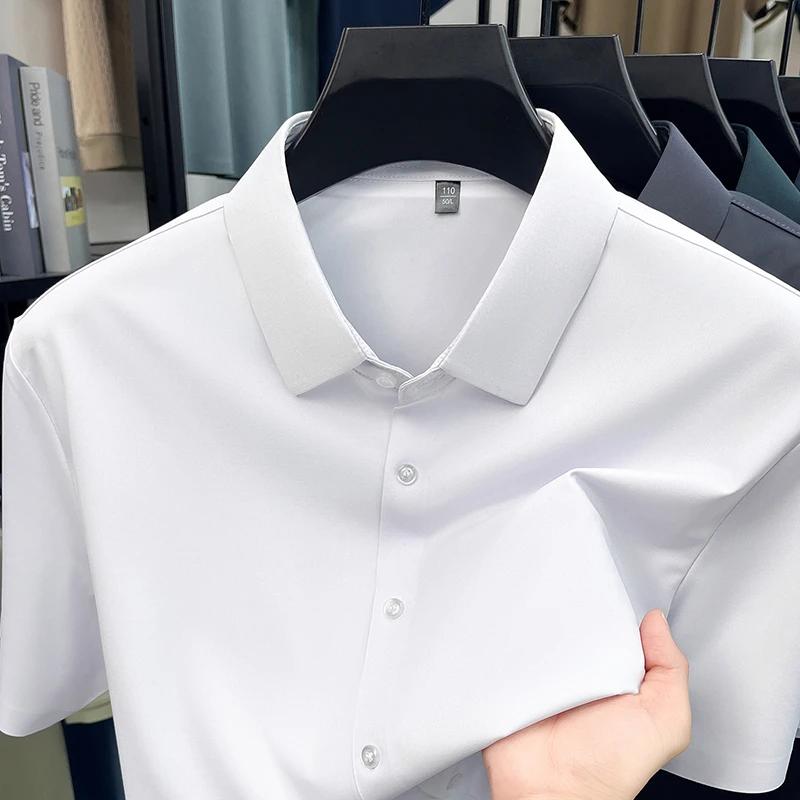 Mens Everyday Shirt Short Sleeve Ice Silk MoistureWicking for Business Events