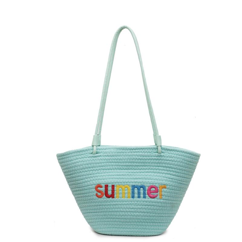 Vegetable Basket Shoulder Bag Spring and Summer New Rope Woven Bag Women's Large Capacity Lightweight Tote Bag Fashion Big Bag