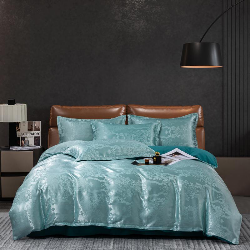 2025 New European Light Luxury Jacquard Four-piece Set, Satin Silk Quilt Cover, Bed Sheet Single Double Four-piece Set