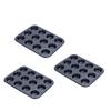 3Pcs 12 Holes Carbon Steel Baking Cake Mould 12 Cavity Nonstick Round Cupcake Mold Muffin Cupcake Egg Tart Tray Baking