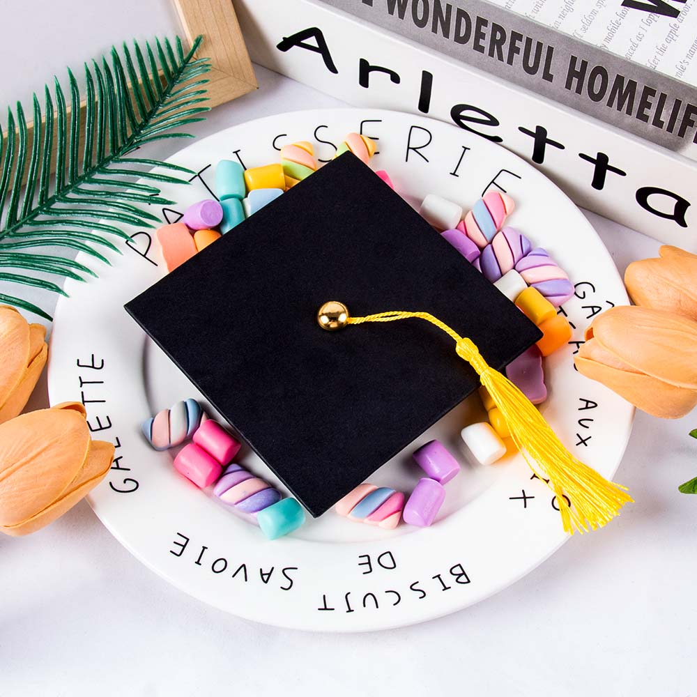 1pcs Elegant Black Graduation Candy Box Creative Bachelor's Hat Gift Sugar Chocolate Box With Tassel Graduation Party Decoration