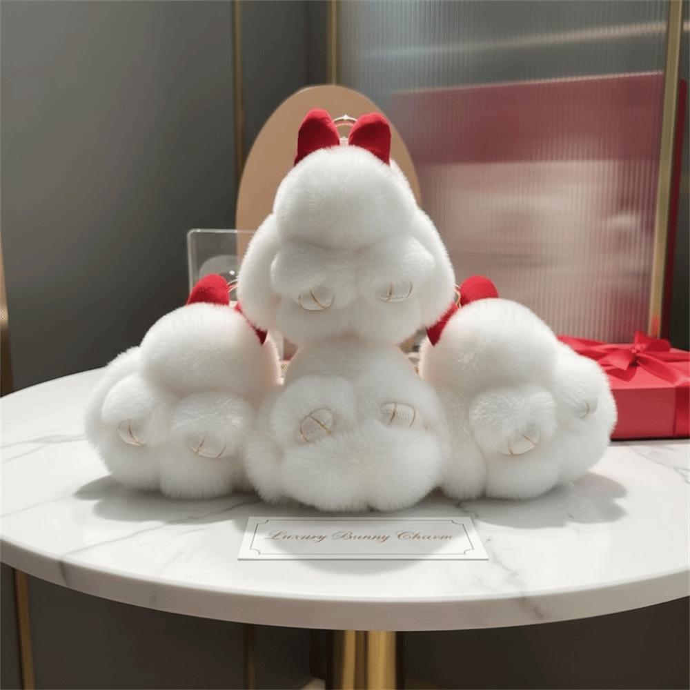 Hair Bow Rabbit Plush Keychain Soft Bag Hanging Pendant Accessory Plush Rabbit Keychain Car